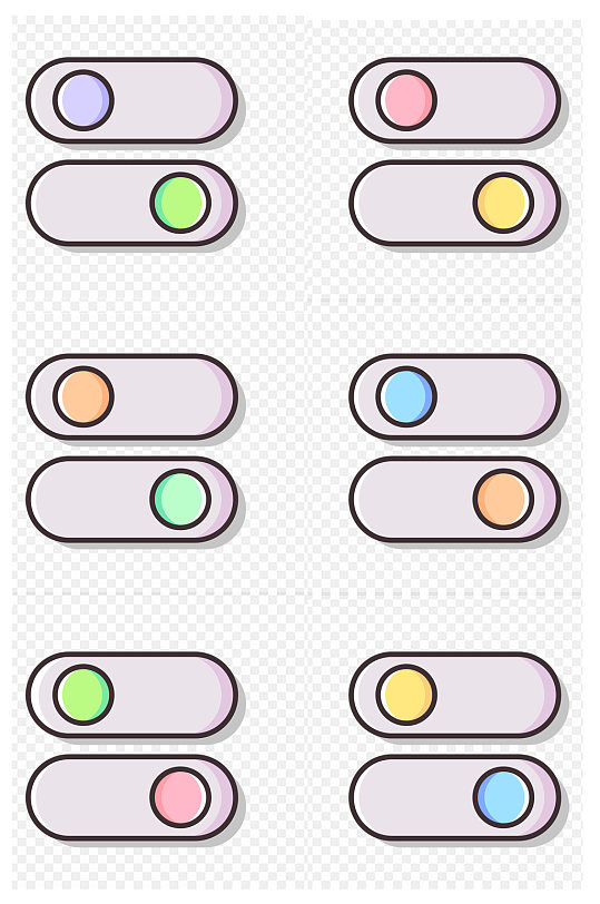 彩色滑动标识开关按钮免扣元素-众图网
