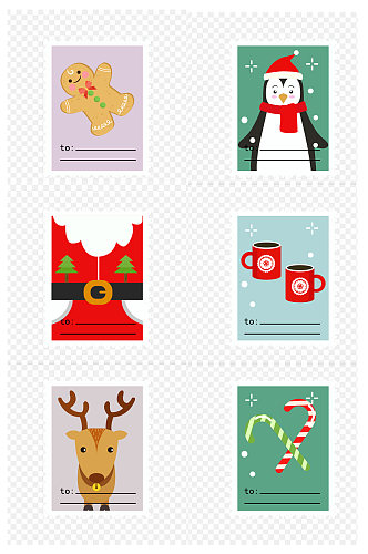 邮票边框的圣诞节标签免扣元素