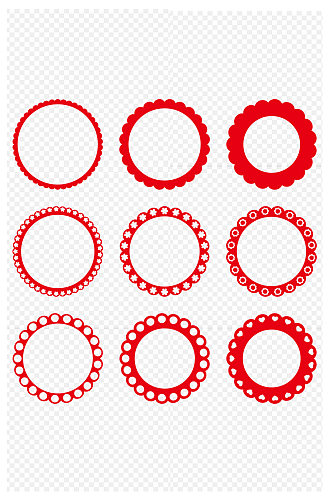 红色圆环装饰图案免扣元素