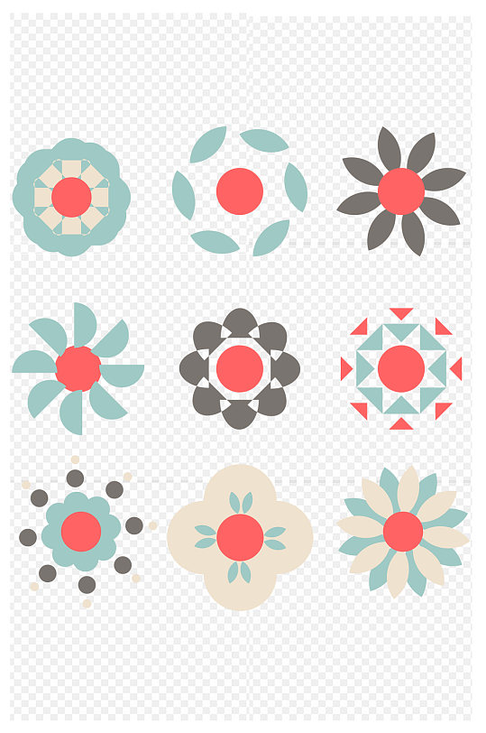 几何图形花朵花形纪念碑谷免扣元素