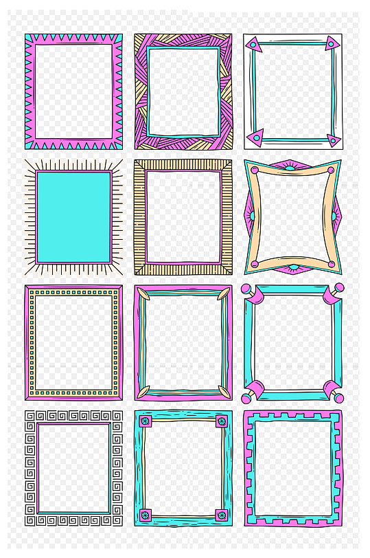 手绘涂鸦边框框架文件免扣元素