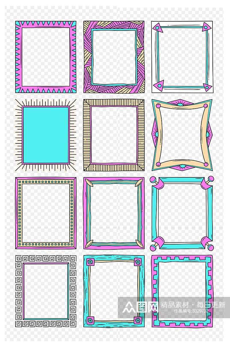手绘涂鸦边框框架文件免扣元素素材