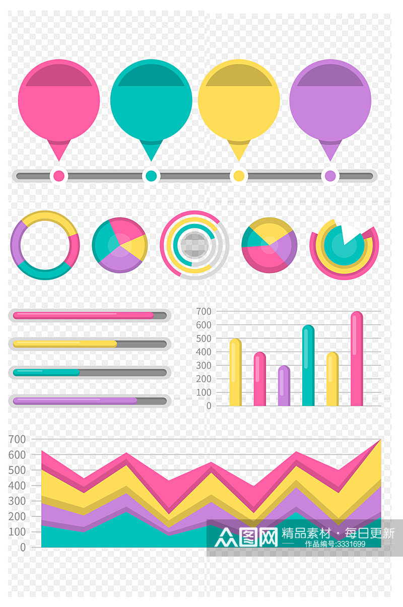多彩ppt信息数据图元素免扣元素素材