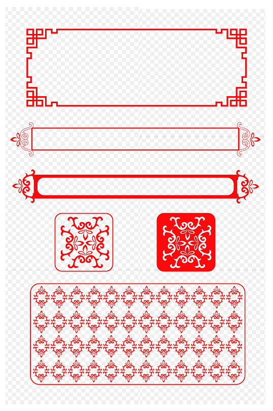 中式边框中国风花纹圆形边框标题框免扣元素