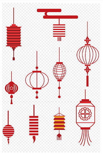 中国传统灯笼花灯图案素材免扣元素