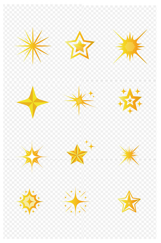 发光星星闪亮星元素星形图案免扣元素