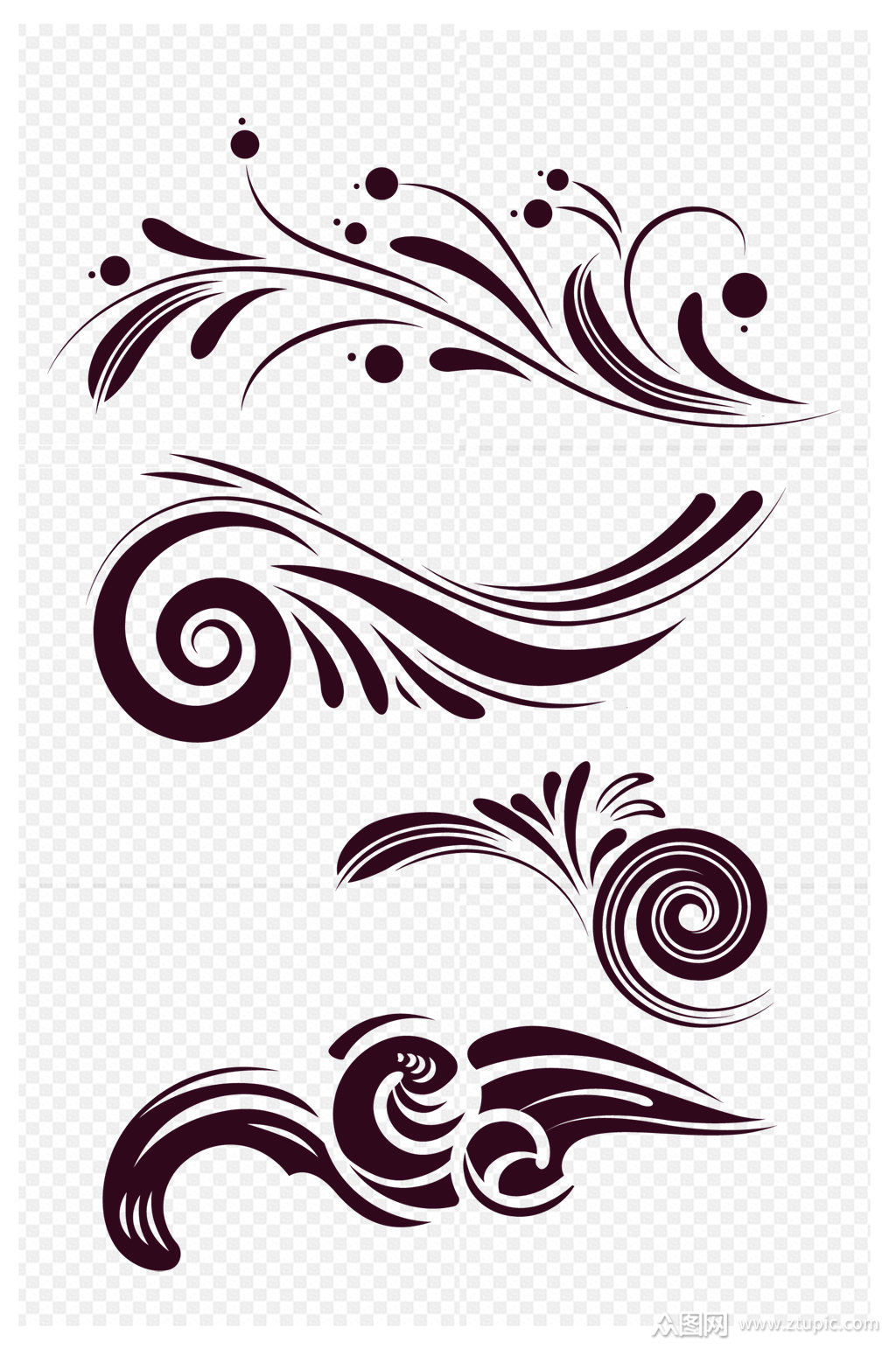 古典欧式花纹边框边角柔美曲线免扣元素素材