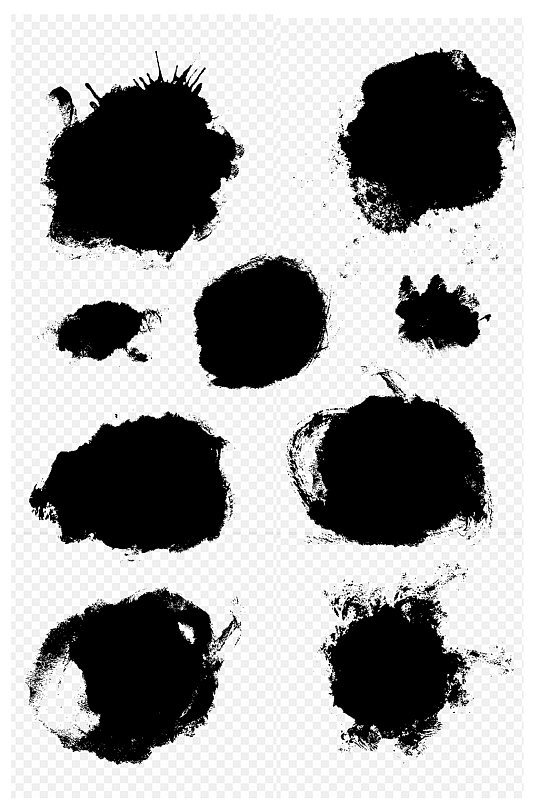 古风泼墨水墨毛笔墨迹笔笔刷笔迹免扣元素