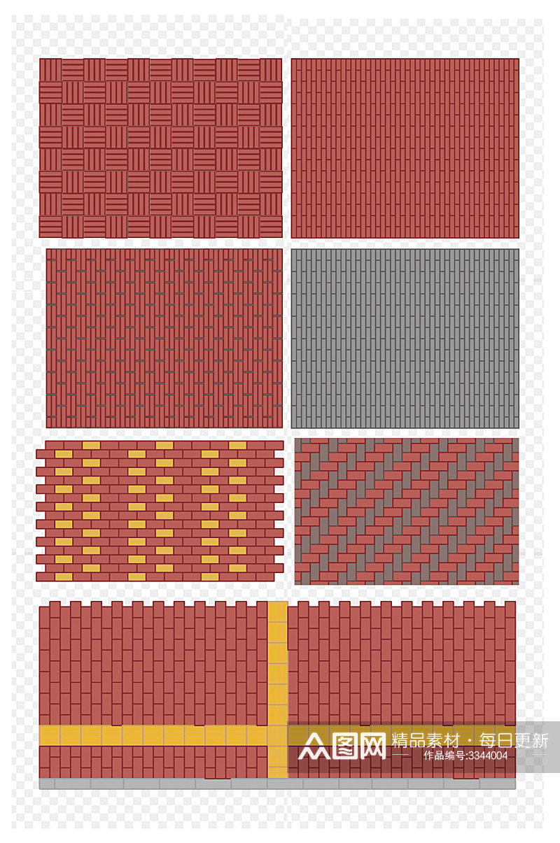 街道砖块红砖拼接地砖纹图免扣元素素材