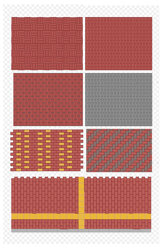 街道砖块红砖拼接地砖纹图免扣元素