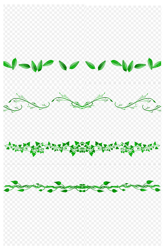 绿色小清新植物花边邀请函边框分割免扣元素