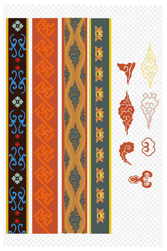 枪支图藏式纹理纹样免扣元素