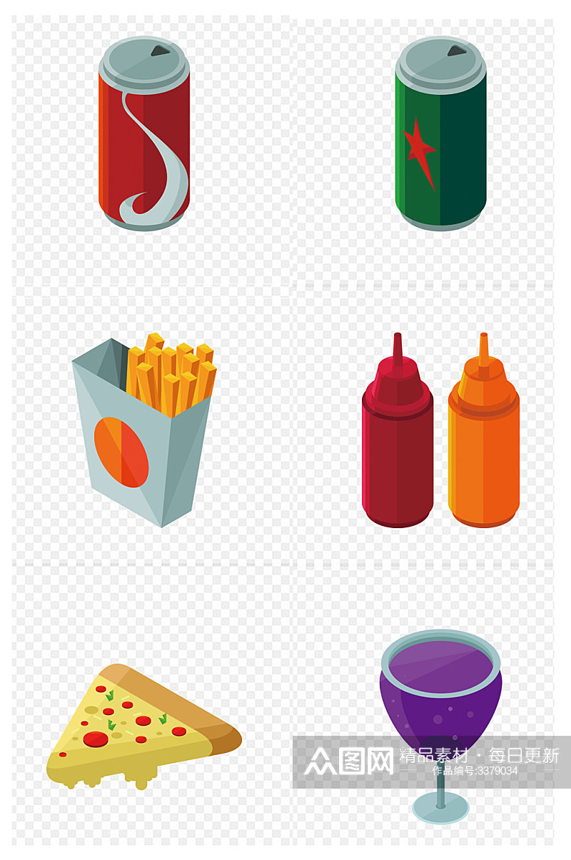 西餐食品和饮料图标集免扣元素素材