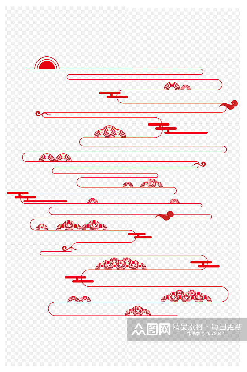 中式云纹背景线条素材免扣元素素材