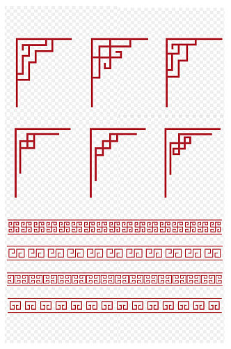 传统回纹中国风中式文化墙边角框免扣元素