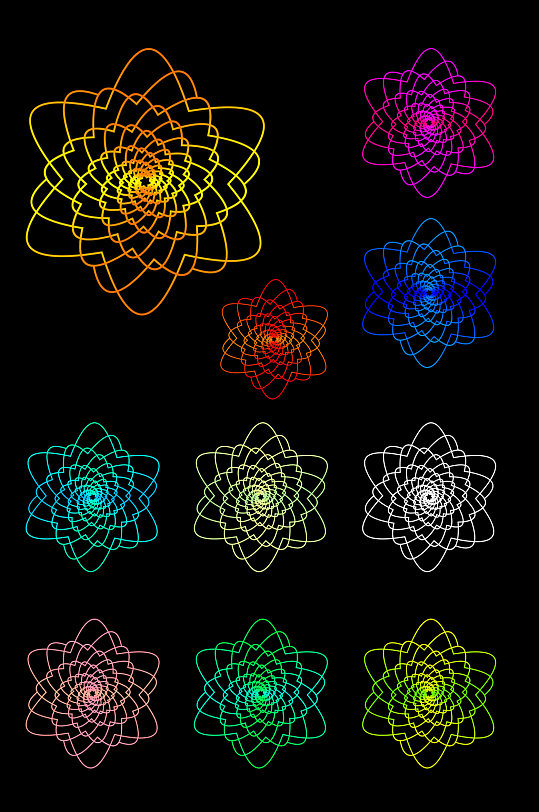 蝶恋花瓣花儿花朵螺旋转装饰免扣元素