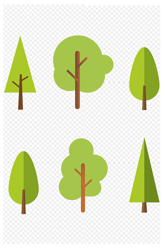 手绘树木绿色树树大树榕树松树图标免扣元素