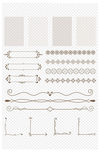中国风纹理花纹文化墙边框分割免扣元素