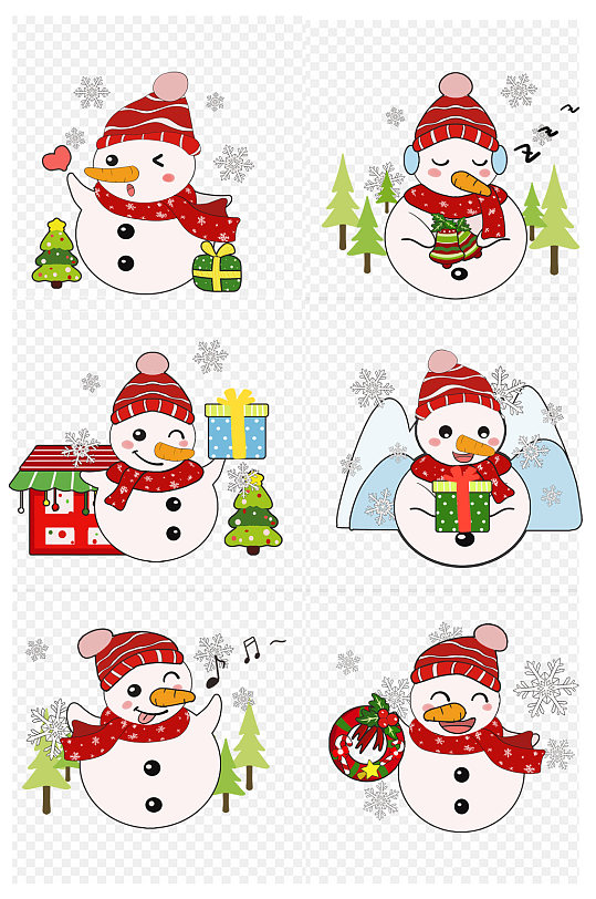 形象圣诞节雪人元素贴纸免扣元素