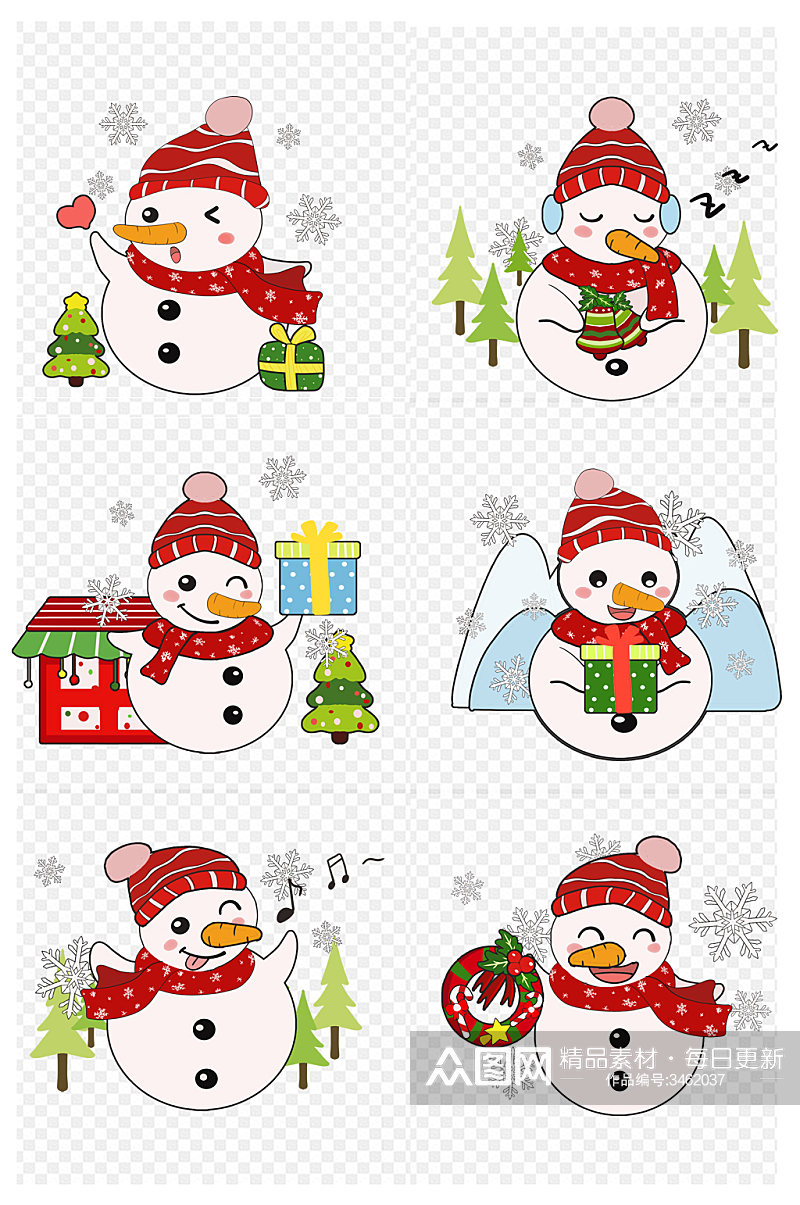 形象圣诞节雪人元素贴纸免扣元素素材