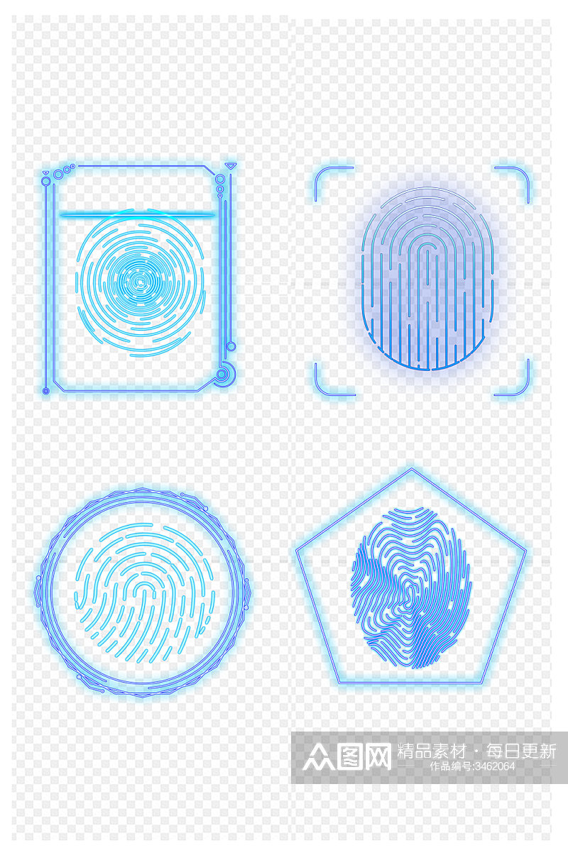 智能科技指纹高端商务系统元素免扣元素素材