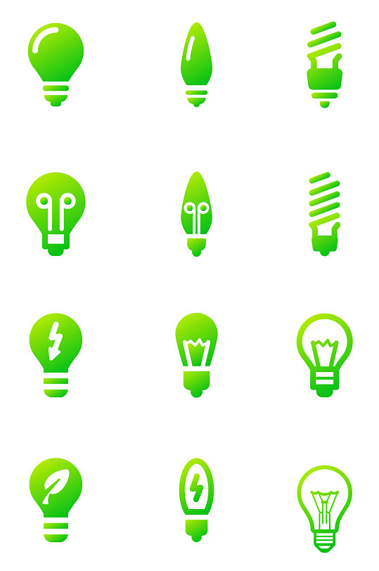 灯泡节能灯泡绿色能源环保图标免扣元素