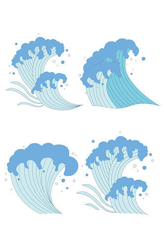 喷溅海浪海洋波浪国风装饰图案免扣元素