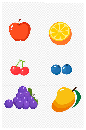 水果橙子苹果蓝莓葡萄芒果免扣元素