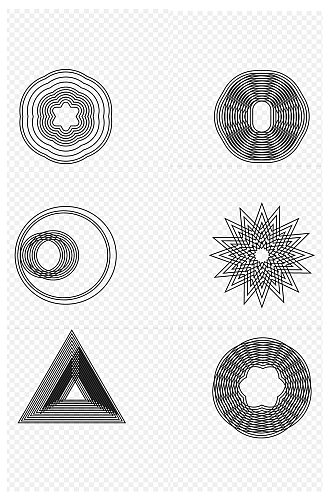 线型叠加圆形三角形免扣元素