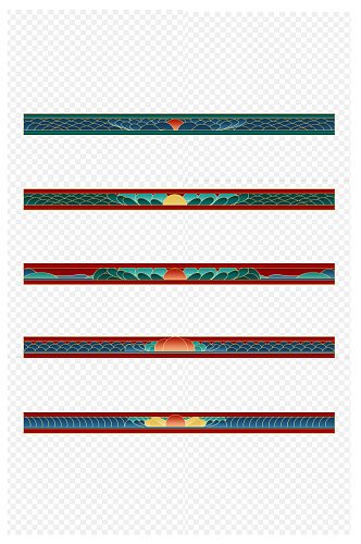 国潮古风中国风底纹云腾纹理分割线免扣元素