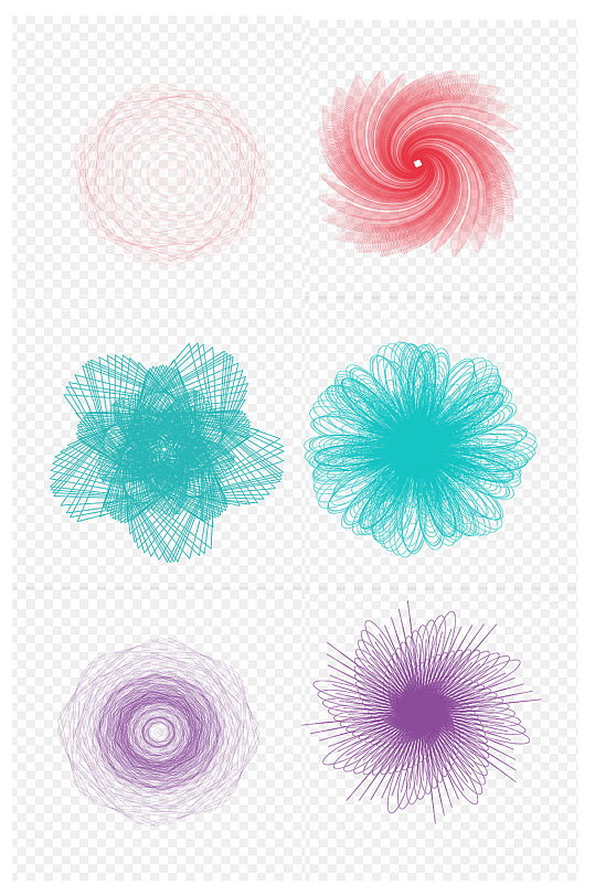 几何叠加线条潮流花朵免扣元素