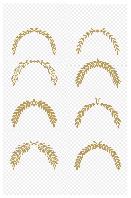 金色麦穗中国风花边中式雕刻文化墙免扣元素