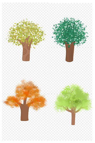 卡通手绘树元素树春天的树免扣元素