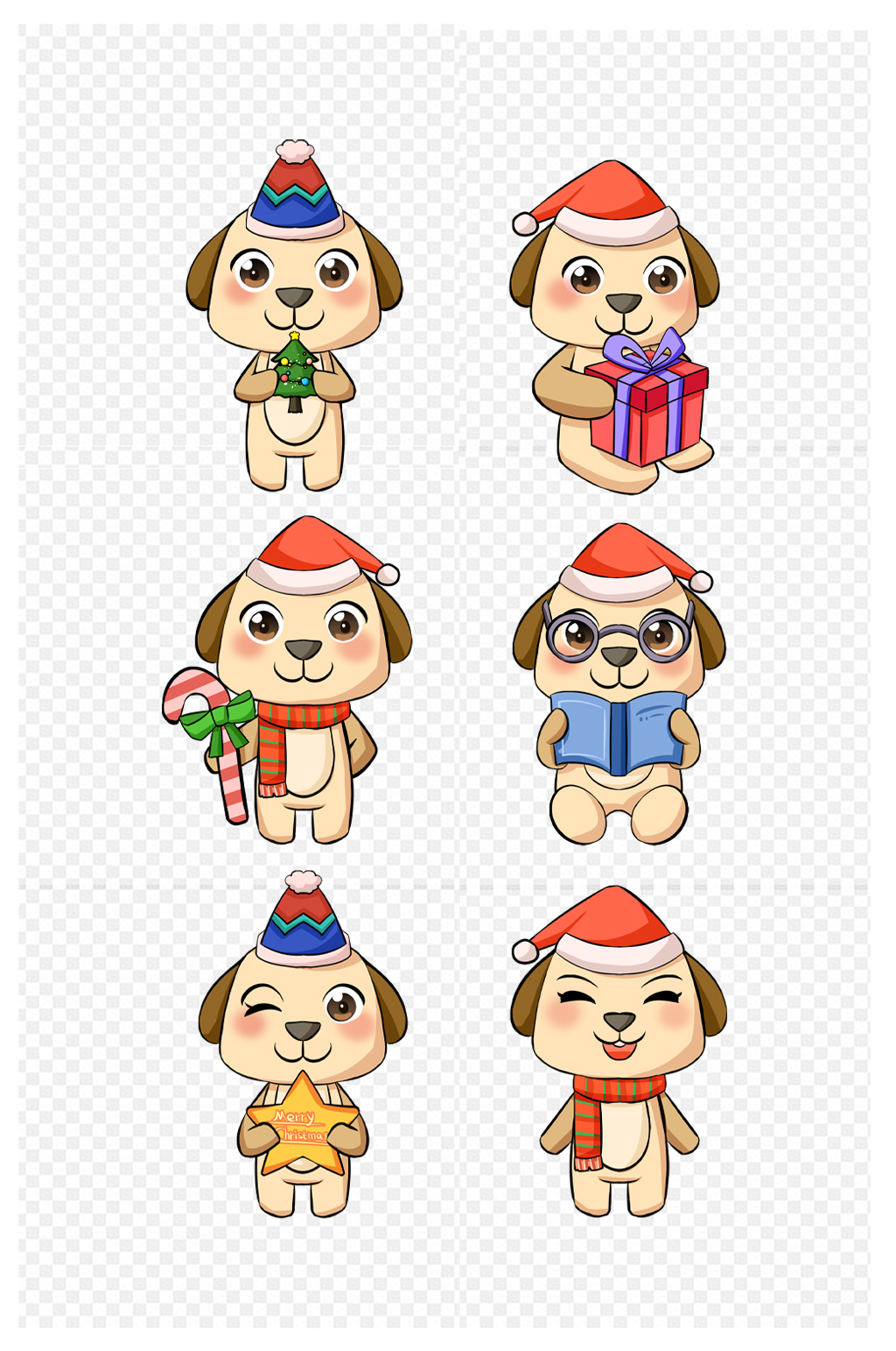 圣誕節(jié)卡通動物表情包免扣元素素材