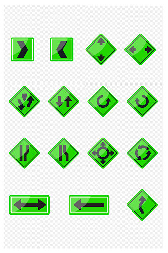 绿色通行方向箭头指示牌指路图素材免扣元素