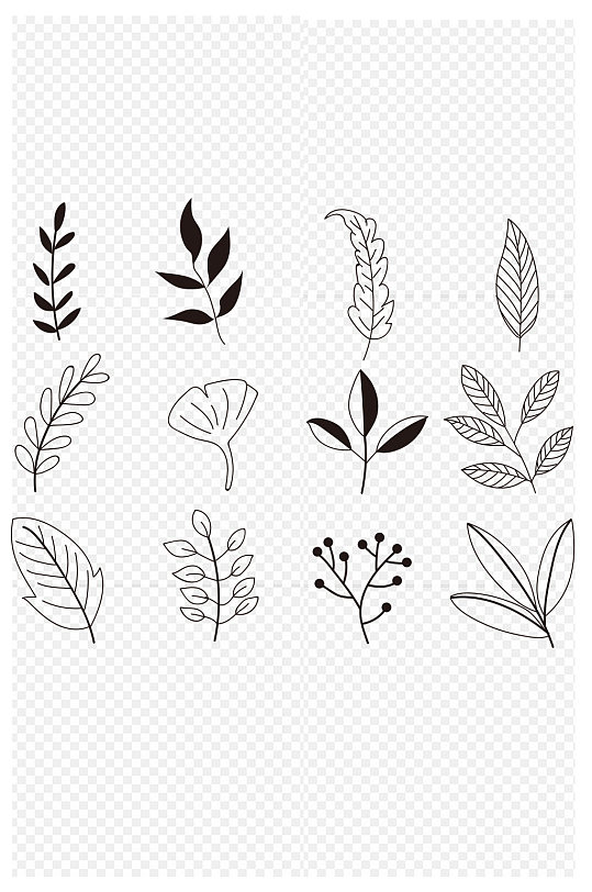 叶子儿童简笔画海报设计装饰元素免扣元素