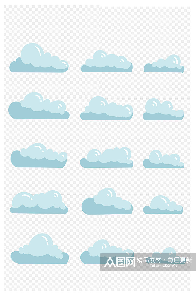 卡通白色云朵云彩云免扣元素素材