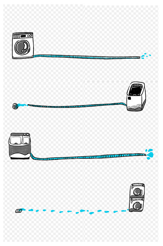 家电器洗衣机水管边框标题框卡通免扣元素