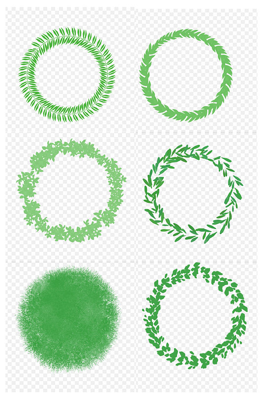 绿色植物环保绿植框圆框免扣元素