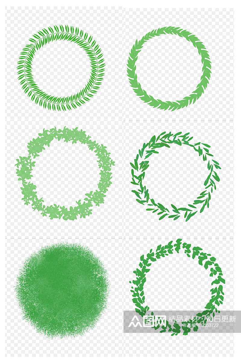 绿色植物环保绿植框圆框免扣元素素材
