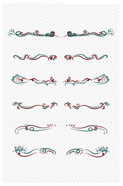 手绘国潮风祥云装饰线条分割线边框免扣元素