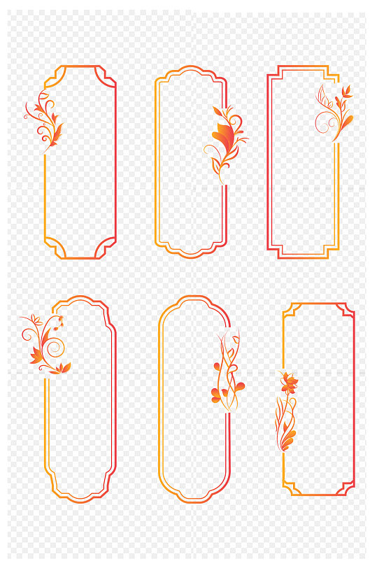 中式边框中国风古典花卉边框标题框免扣元素