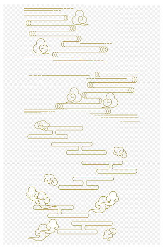 中国风线性中式古典云纹山纹图案免扣元素