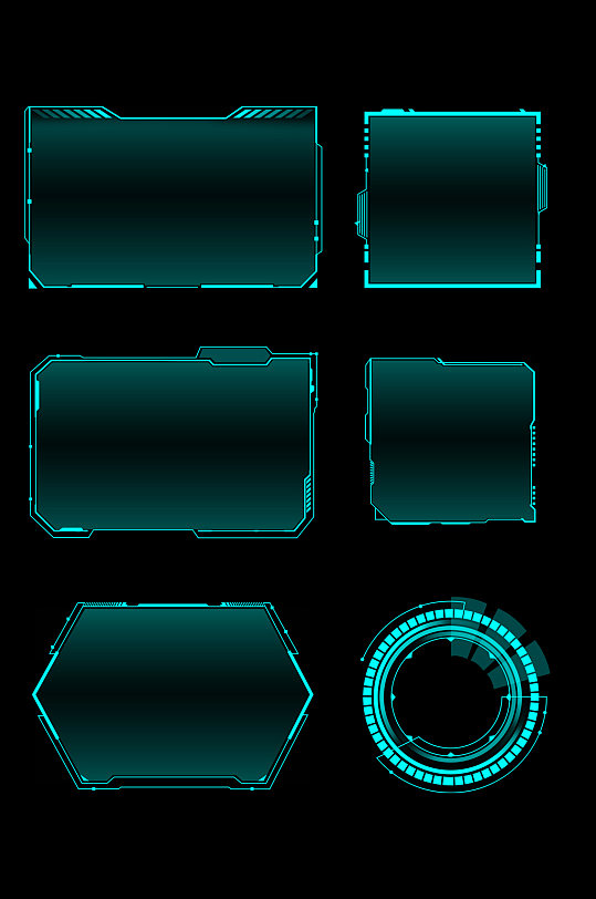科技边框几何装饰边框文本框素材免扣元素-众图网