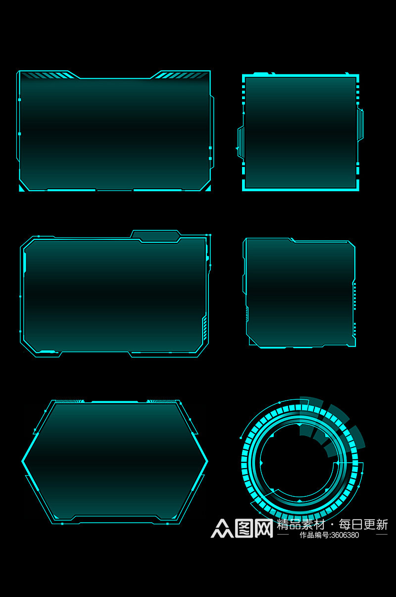 科技边框几何装饰边框文本框素材免扣元素素材
