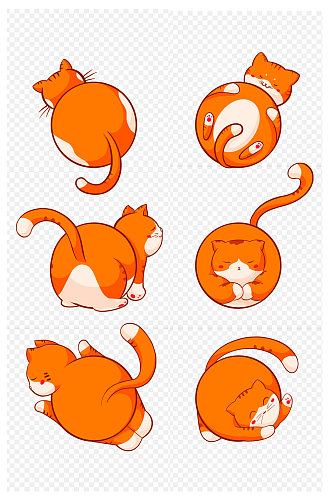 可爱的橘猫胖橘猫咪动作组合小元素免扣元素