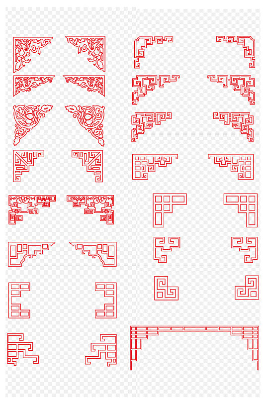 中國風(fēng)古典花紋中式文化墻邊框分割免扣元素