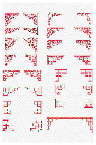 中国风古典花纹中式文化墙边框分割免扣元素