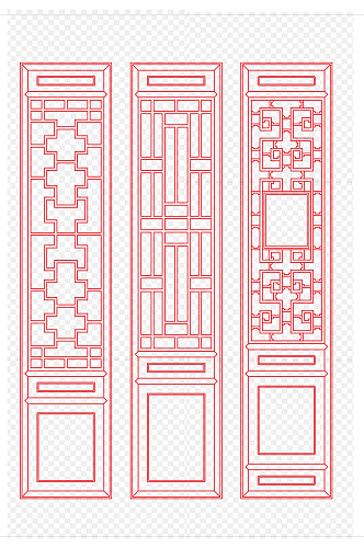 中国风红色喜庆屏风装饰免扣元素