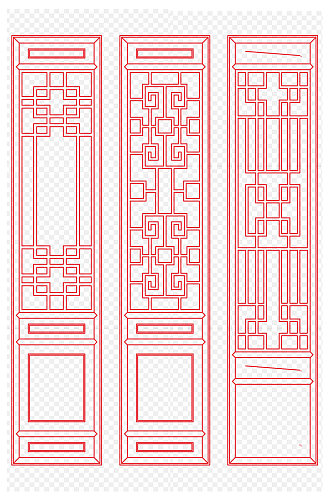 中国风红色喜庆雕花屏风装饰免扣元素
